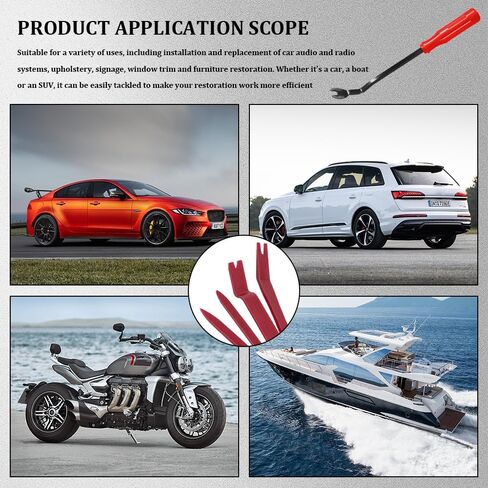 5PCS Auto Trim Removal Tool kit, Clip Removal Tool, Automotive Interior Fastener Puller Remover Body Repair Set, Car Accessories No Scratch Pry Tool for Car Panel and Dashboard Removal (Red) in Kuwait