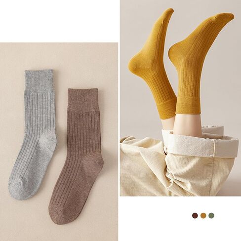 10 Pairs of Retro Colorful Athletic Socks for Women, Solid Color, Above Ankle Crew Stretch Socks for Girls in Kuwait