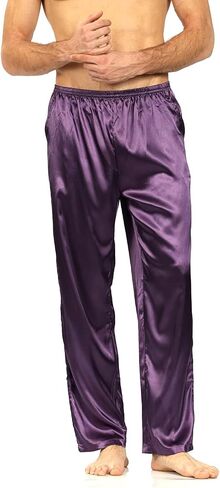 Yimanie Men's Silk Pajama Pant Comfy Soft Lounge Sleep Pants in Kuwait