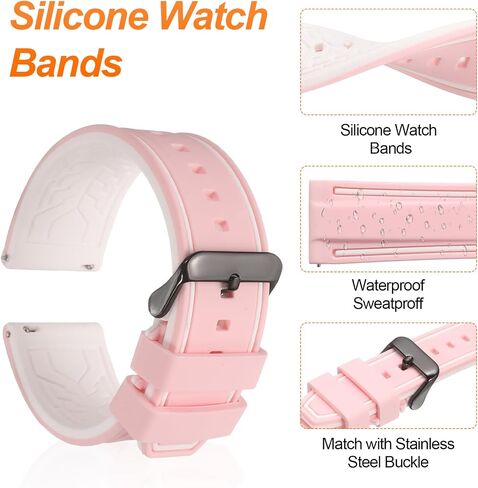 HARFINGTON Silicone Watch Bands Soft Quick Release Rubber Watch Bands with Black Tone Buckle for Men Women in Kuwait
