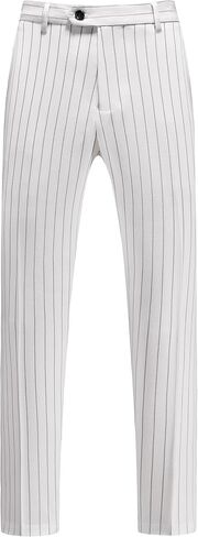 MOGU Men’s Striped Slim Fit Dress Pants – Adjustable Elastic Waist Pinstripe Suit Trousers, Business Casual Slacks in Kuwait