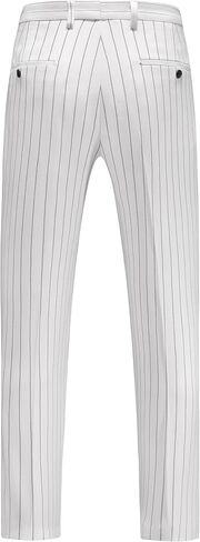 MOGU Men’s Striped Slim Fit Dress Pants – Adjustable Elastic Waist Pinstripe Suit Trousers, Business Casual Slacks in Kuwait