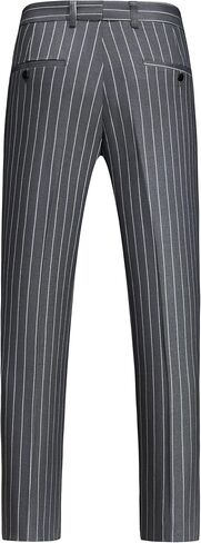 MOGU Men’s Striped Slim Fit Dress Pants – Adjustable Elastic Waist Pinstripe Suit Trousers, Business Casual Slacks in Kuwait