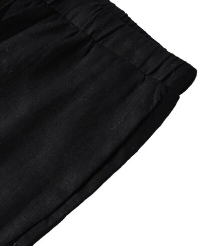 Amazhiyu Men's 100% Linen Summer Casual Elastic Drawstring Loose Pants Pockets in Kuwait