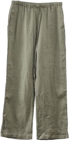 Amazhiyu Men's 100% Linen Summer Casual Elastic Drawstring Loose Pants Pockets in Kuwait