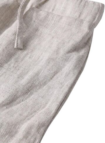 Amazhiyu Men's 100% Linen Summer Casual Elastic Drawstring Loose Pants Pockets in Kuwait
