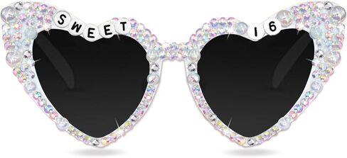 Birthday Sunglasses for Women, Pink Sweet 16 Birthday Glasses Heart Shaped 16th Outfit Decorations for Girl Party Gifts in Saudi Arabia