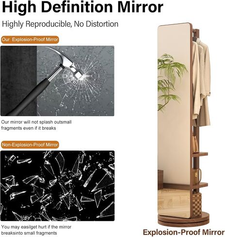 Full Length Mirror with Stand,Mirror Coat Rack,65.7 ''×15.8 ''Floor Mirror for Bedroom, Living Room, Dressing Room(Walnut) in Saudi Arabia