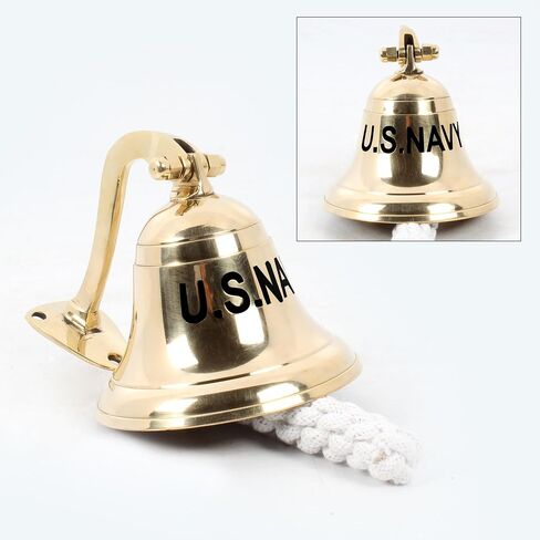 4" Brass Bell Wall Mounted Nautical Bell Ship Bell U.S.Navy Engraved in Saudi Arabia
