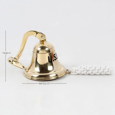 4" Brass Bell Wall Mounted Nautical Bell Ship Bell U.S.Navy Engraved in Saudi Arabia