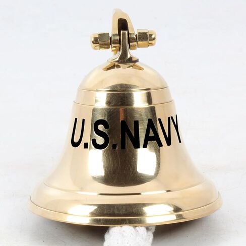 4" Brass Bell Wall Mounted Nautical Bell Ship Bell U.S.Navy Engraved in Saudi Arabia