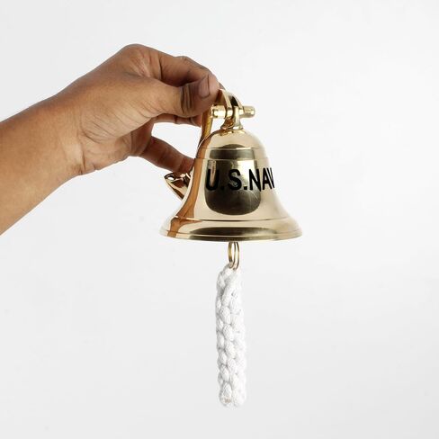 4" Brass Bell Wall Mounted Nautical Bell Ship Bell U.S.Navy Engraved in Saudi Arabia