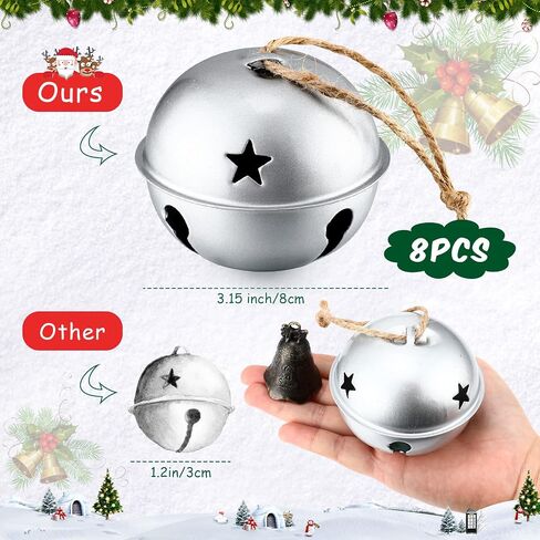 Zhengmy Jumbo 3.15 '' Christmas Star Cetouts Bells for Craft Bells Bells Xmas Ornament Decord Decor in Saudi Arabia