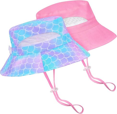 2pcs Kids Sun Hat for Girls Toddler Kids Bucket UV Protection Wide Brim Unicorn Beach Fishing Hat for Girls in Saudi Arabia