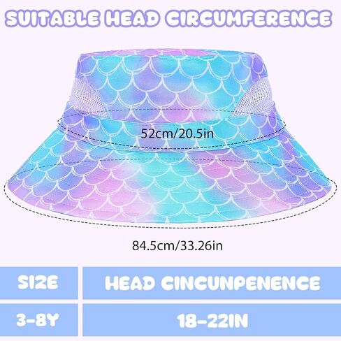2pcs Kids Sun Hat for Girls Toddler Kids Bucket UV Protection Wide Brim Unicorn Beach Fishing Hat for Girls in Saudi Arabia