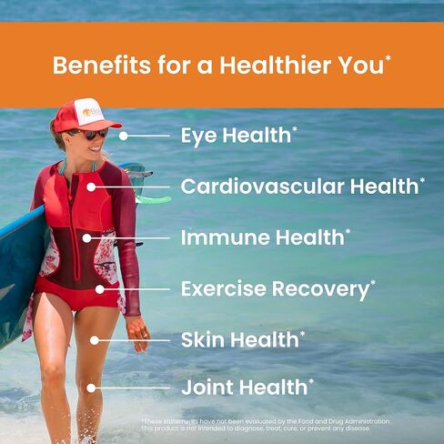 Nutrex Hawaii Bioastin Hawaiian Astaxanthin - 4mg ، 120 Softgels - مكملات مضادة للأكسدة متميزة المزرعة لدعم العين والجلد والمفاصل والمناعة - غير المعدلة وراثيًا وخالية من الغلوتين وخالية من الغلوتين in Kuwait