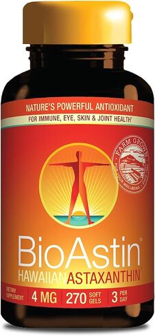Nutrex Hawaii Bioastin Hawaiian Astaxanthin - 4mg ، 120 Softgels - مكملات مضادة للأكسدة متميزة المزرعة لدعم العين والجلد والمفاصل والمناعة - غير المعدلة وراثيًا وخالية من الغلوتين وخالية من الغلوتين in Kuwait