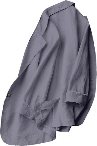 SOMTHRON Women's Casual Linen Blazer 3/4 Sleeve One Button Lapel Lightweight Work Office Dressy Suit Jacket in Saudi Arabia