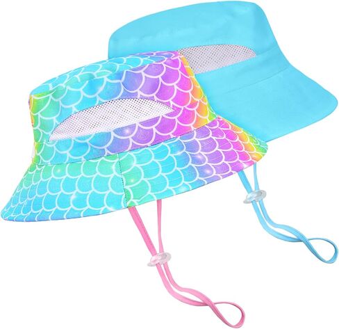 2pcs Kids Sun Hat for Girls Toddler Kids Bucket UV Protection Wide Brim Unicorn Beach Fishing Hat for Girls in Saudi Arabia