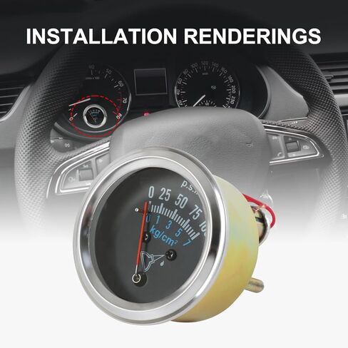 jdmspeed 7-153 مجموعة مقياس ضغط الزيت 0-100 رطل / بوصة مربعة عالمي 12V DC Chrome Black in Saudi Arabia