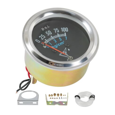 jdmspeed 7-153 مجموعة مقياس ضغط الزيت 0-100 رطل / بوصة مربعة عالمي 12V DC Chrome Black in Saudi Arabia