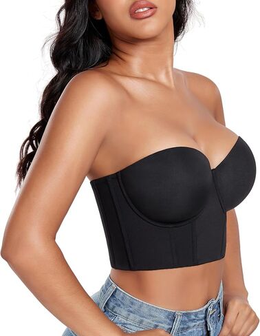 DotVol Women's Longline Strapless Full Figure Underwire Corset Bustier Bra in Saudi Arabia