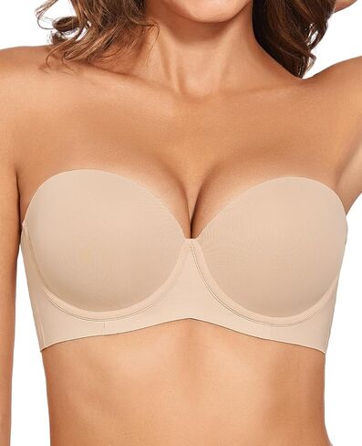 Strapless Push Up Bras for Women Thick Padded Balconette Seamless Convertible Bra for Small Chested Add a Cup in Saudi Arabia