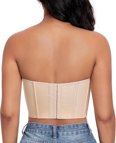 DotVol Women's Longline Strapless Full Figure Underwire Corset Bustier Bra in Saudi Arabia