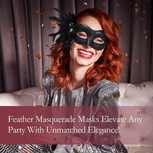 Masquerade Mask for Women Venetian Party Mask Costume Mask with Feathers for Cosplay, Halloween Prom Ball Decor in Saudi Arabia