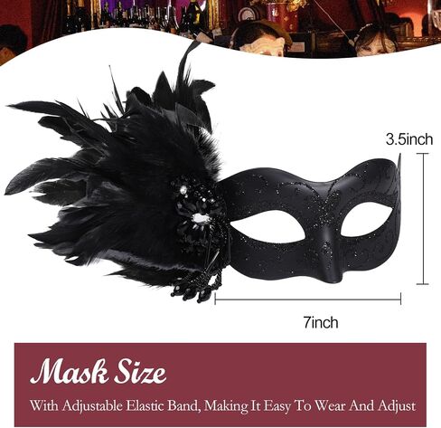 Masquerade Mask for Women Venetian Party Mask Costume Mask with Feathers for Cosplay, Halloween Prom Ball Decor in Saudi Arabia