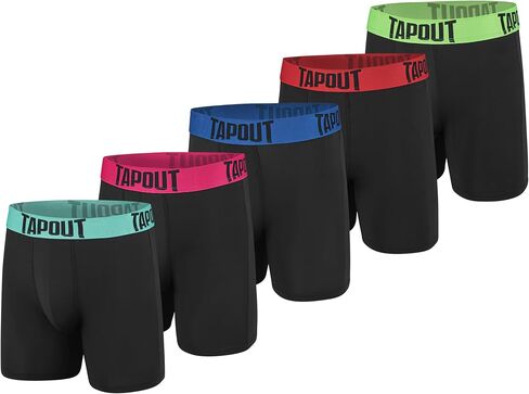 TAPOUT Mens Boxer Briefs 5 Pack Poly Spandex Performance Workout Underwear/FLY-LESS Support Providing Enhance Support in Saudi Arabia