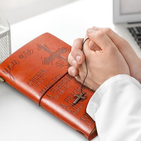 دفتر يوميات جلدي، مجلة مسيحية قابلة لإعادة التعبئة للرجال، جوشوا 1v9، آية الكتاب المقدس المنقوشة، مجلة الكتاب المقدس الملهمة، هدية التشجيع المسيحي لعيد الميلاد للنساء (أنت جميلة) in Kuwait