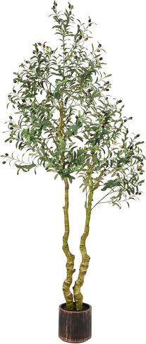 7FT Tall Faux Olive Tree Artificial - Extra Large Fake Tree with Lifelike Branches & Fruits, Statement Indoor/Outdoor Decor for Lobby, Open Concept Living Room, Luxury Spaces in Kuwait