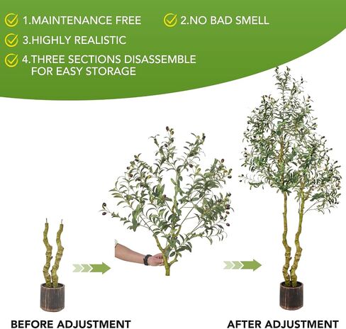 7FT Tall Faux Olive Tree Artificial - Extra Large Fake Tree with Lifelike Branches & Fruits, Statement Indoor/Outdoor Decor for Lobby, Open Concept Living Room, Luxury Spaces in Kuwait