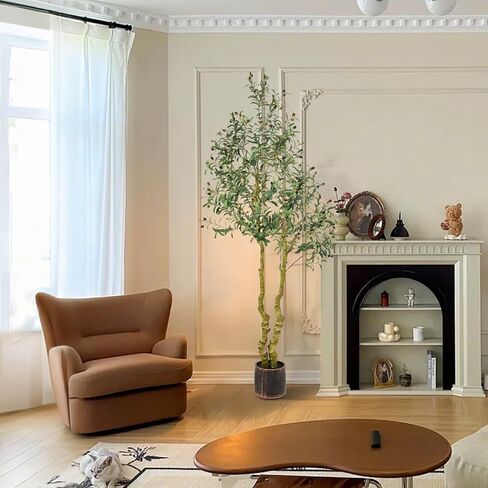 7FT Tall Faux Olive Tree Artificial - Extra Large Fake Tree with Lifelike Branches & Fruits, Statement Indoor/Outdoor Decor for Lobby, Open Concept Living Room, Luxury Spaces in Kuwait