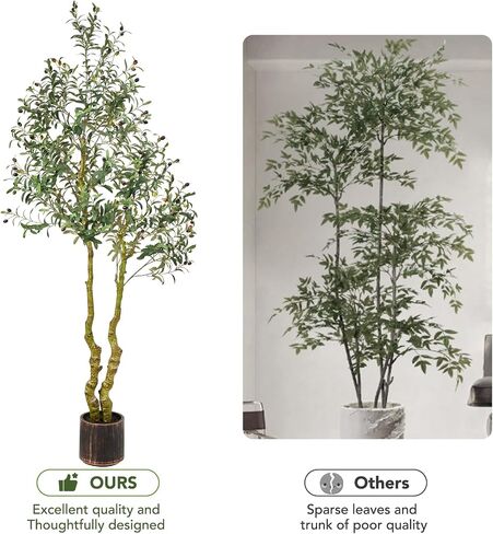 7FT Tall Faux Olive Tree Artificial - Extra Large Fake Tree with Lifelike Branches & Fruits, Statement Indoor/Outdoor Decor for Lobby, Open Concept Living Room, Luxury Spaces in Kuwait