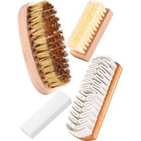 YoungJoy 4 Pieces Suede Shoe Brush Nubuck Leather Cleaner Shoes Shine Dauber Crepe Applicators Set with Cleaning Eraser