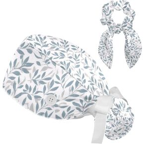 Scrub Caps Women, Ponytail Holder Surgical Cap with Hair Scrunchy