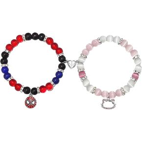 Couple Matching Bracelet Superhero Gifts for Best Friend Couples Husband Wife Boyfriend Girlfriend Birthday Gifts Valentine's Day Gifts Beads Superhero Bracelets Spider Stuff Cartoon Jewelry for Superhero Fans Cat Lovers