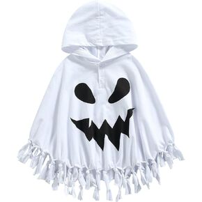 BeQeuewll Toddler Kids Baby Girl Boy Halloween Costume Ghost Hooded Poncho Cloak Cape Hat Cosplay Clothes