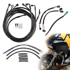 16 "جولة APE Hanger Handlebar Cables Front Turn Signals Extension Wire & Can-Bus & TBW Wires & Brake Line لعام 2014-2015 Harley Road King/Glide ، Electra Glide ، Glide Street with ABS ، Black