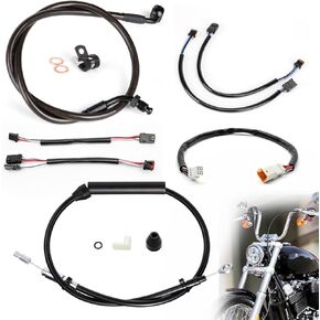 Tigersgate 12 "كابلات Softail Kit Handlebar موسعة Can-Bus/Front Truck Line/Brake Cable/Clutch Cable/TBW لعام 2020-2021 مع ABS ، أسود ، أسود