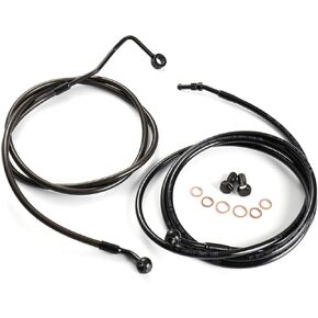 MoKitDora Cable Kit Hydraulic Clutch Upper Brake Lines for Harley Touring 2017-2020 Street FLHX Electra Glide FLHT 12" Handlebar w/ABS, Black New