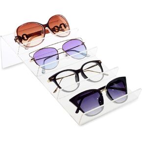MOOCA Acrylic Slanted Eyewears Stand حامل منظم ، حامل النظارات ، حاملات النظارات الشمسية ، موقف نظارة شمسية ، عرض عرض أكريليك مع تصميم منحدر مرتفع لـ 4 أزواج من النظارات
