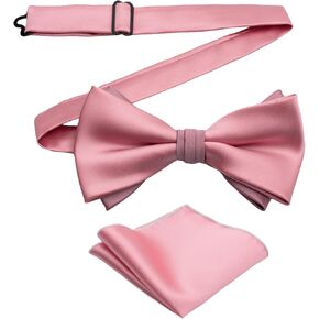 Alizeal Mens Classic Color-blocked Pre-tied Bow Tie and Pocket Square Set