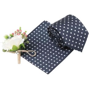 DQT Classic Polka Dot Tie and Pocket Square Set for Men