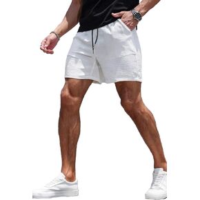GINGTTO Mens Beach Shorts 7 inch Quick Dry Swim Trunks No Liner Seersucker Vacation Shorts for Men Elastic Waist