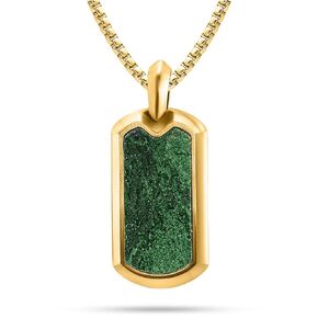 RTZN® Jade Necklace for Men - قلادة قلادة قلادة خضراء من الكلب الأخضر مع سلسلة مربع من الفولاذ المقاوم للصدأ 22 "بوصة + 2" - قلادة مجوهرات مطلقة من الذهب المطلي بالذهب 18K