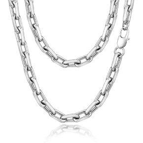 قلادة Vnox Silver Paperclip للرجال ، 7 ملم من الماس الصلب مكتنزة من الفولاذ المقاوم للصدأ المقاوم المقاوم المقاوم المقاوم المقاوم للصدأ ، والرابط رجالي هدايا المجوهرات للرجال أبي بويفيرين