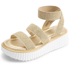 DREAM PAIRS Girls Flatform Wedge Open Toe Platform Summer Sandals with Buckle Ankle Strap for Little Kid/Big Kid